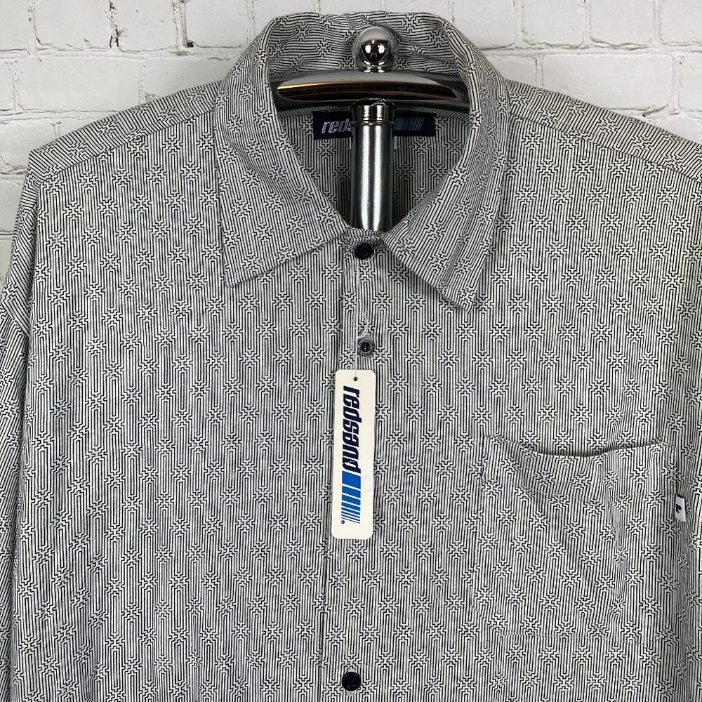 NWT VINTAGE 90'S REDSAND MEN'S "ORBITAL" LONG SLEEVE BUTTON UP UNTUCKED SHIRT